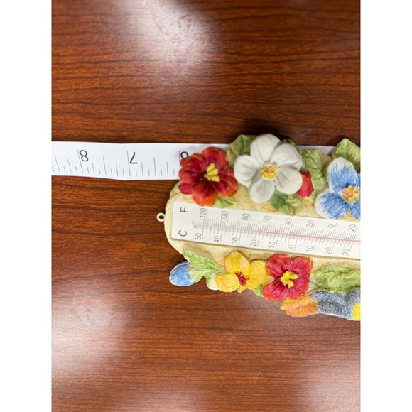 Handcrafted Hummingbird Floral Thermometer Decorative Weather Station - Picture 7 of 7